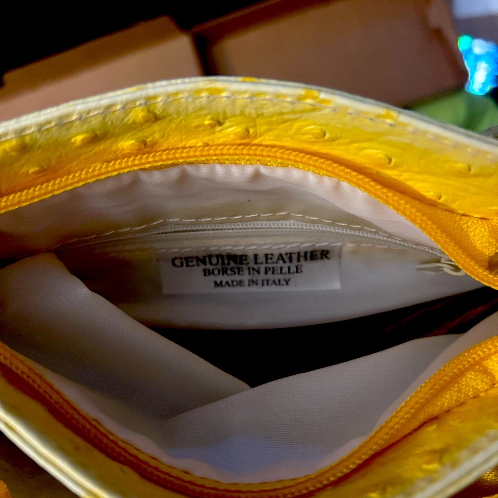 Ostrich Leather Italian Made handbag with decorative zipper